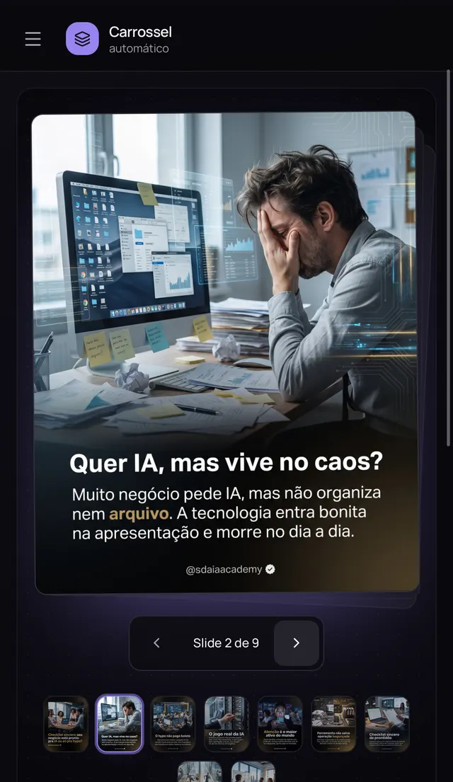 Slide 2 de um carrossel gerado pela Máquina