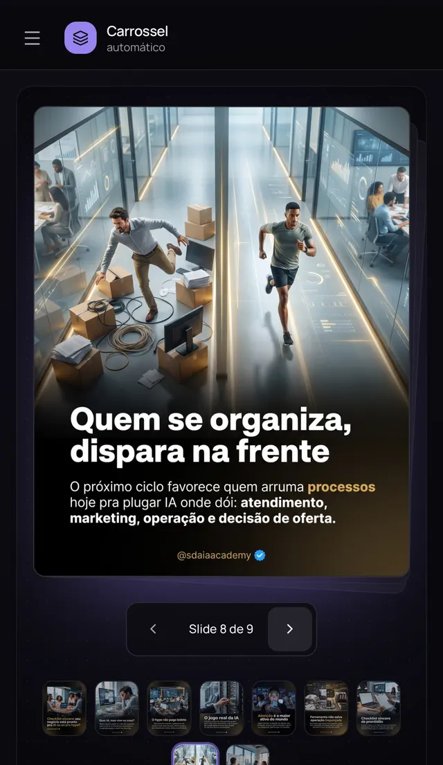 Slide 8 de um carrossel gerado pela Máquina