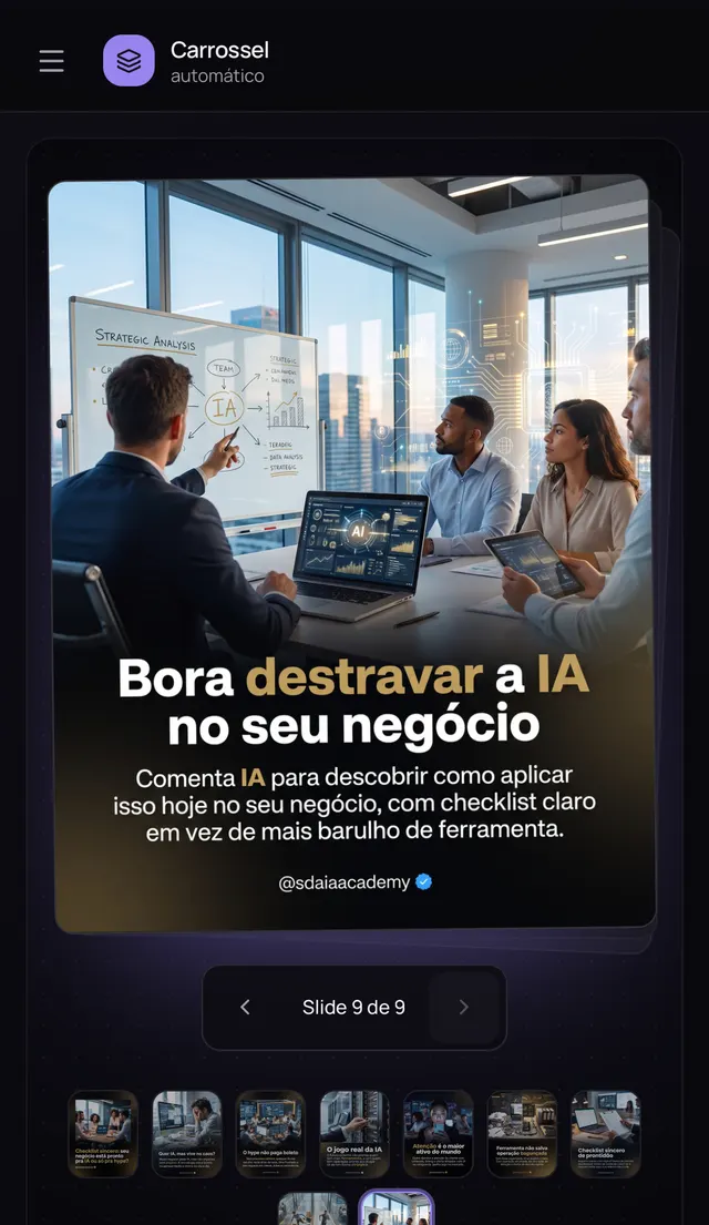 Slide 9 de um carrossel gerado pela Máquina